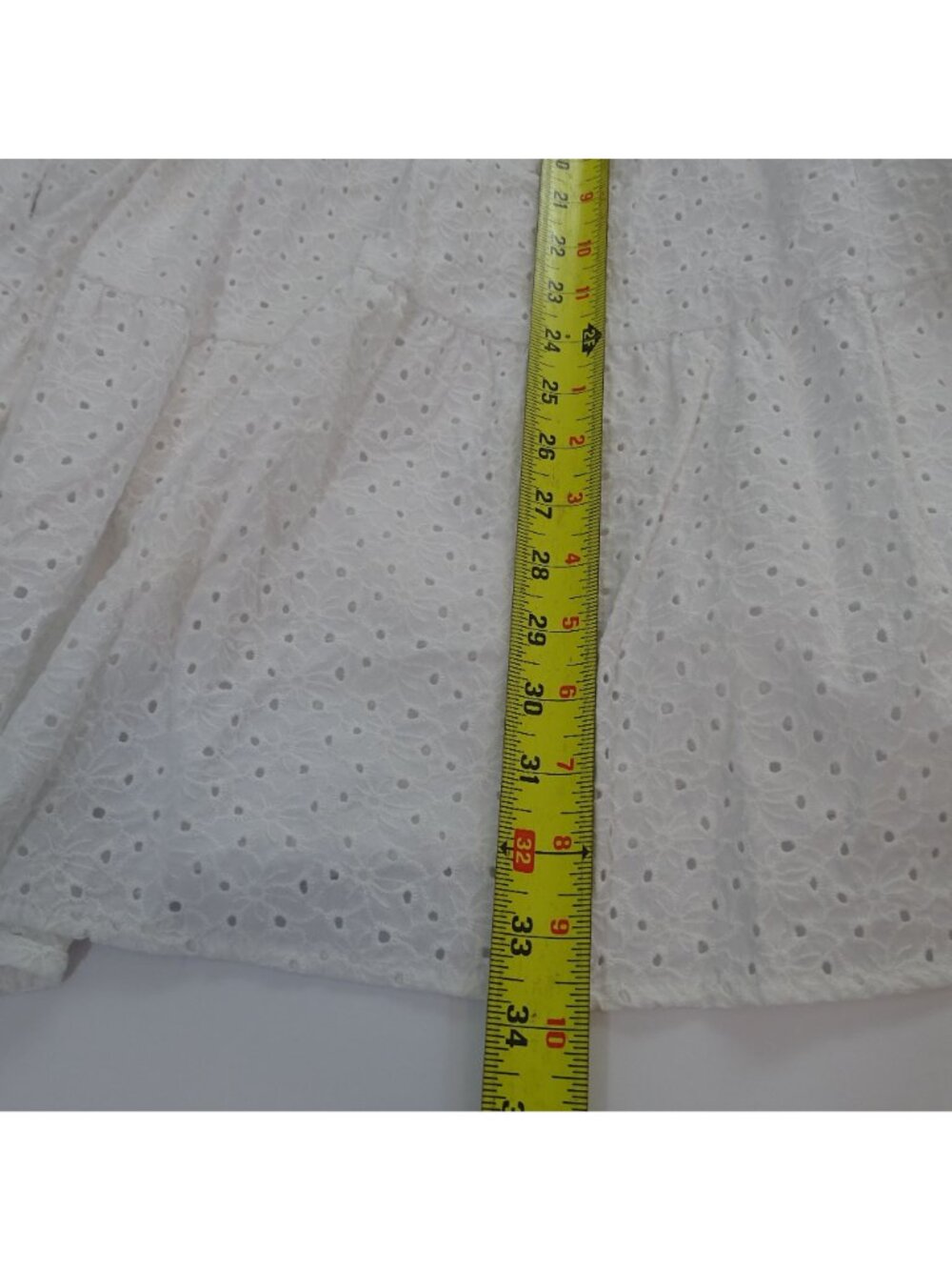 Time And Tru Women White Eyelet Ruffle Sleeveless Tiered Mini Dress Size M 8 10 - Picture 12 of 12